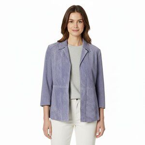 Vintage Outfit JPR Purple Suede Leather Open Front Jacket Petite‎ Medium PM NWT